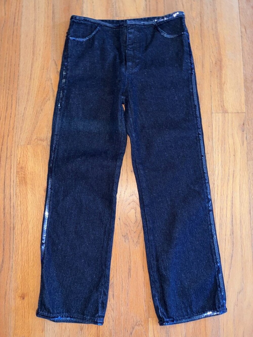 Mary-Kate and Ashley Girls 7 Dark Blue Sequin Trim Jeans